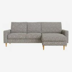 Habitat Canapé 2 Places Avec Méridienne Droite En Tissu Venezia - Bleu Zingué - Accoudoirs Droits - Pieds Droits En Chêne Huilé - Confort Medium -meubles boutique 002 canape 2pl meridie droit px5 10276283 1