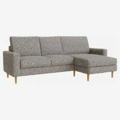 Habitat Canapé 2 Places Avec Méridienne Droite En Tissu Venezia - Bleu Zingué - Accoudoirs Droits - Pieds Droits En Chêne Huilé - Confort Medium -meubles boutique 002 canape 2pl meridie droit px5 10276287