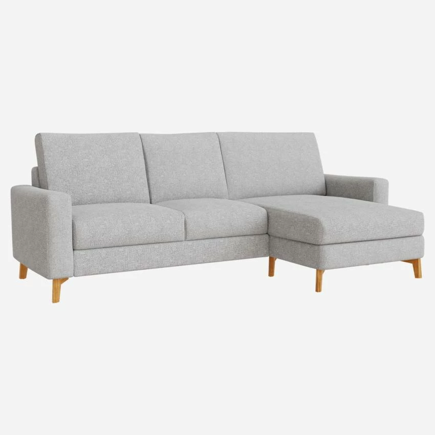 Habitat Canapé 3 Places Avec Méridienne Droite En Tissu Melina - Gris Asphalte - Accoudoirs Fins - Pieds En équerre En Chêne Huilé - Confort Medium 2 Habitat Canapé 3 Places Avec Méridienne Droite En Tissu Melina - Gris Asphalte - Accoudoirs Fins - Pieds En équerre En Chêne Huilé - Confort Medium – Image 2