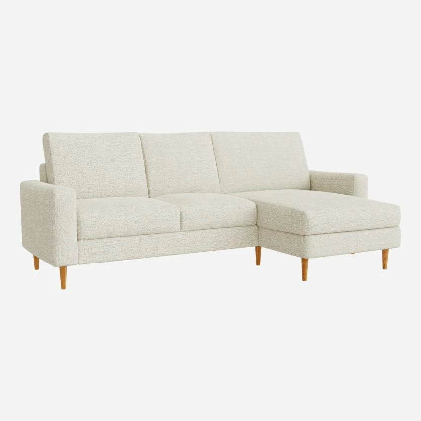 Habitat Canapé 3 Places Avec Méridienne Droite En Tissu Venezia - Blanc Craie - Accoudoirs Fins - Pieds Droits En Chêne Huilé - Confort Medium 4 Habitat Canapé 3 Places Avec Méridienne Droite En Tissu Venezia - Blanc Craie - Accoudoirs Fins - Pieds Droits En Chêne Huilé - Confort Medium – Image 4