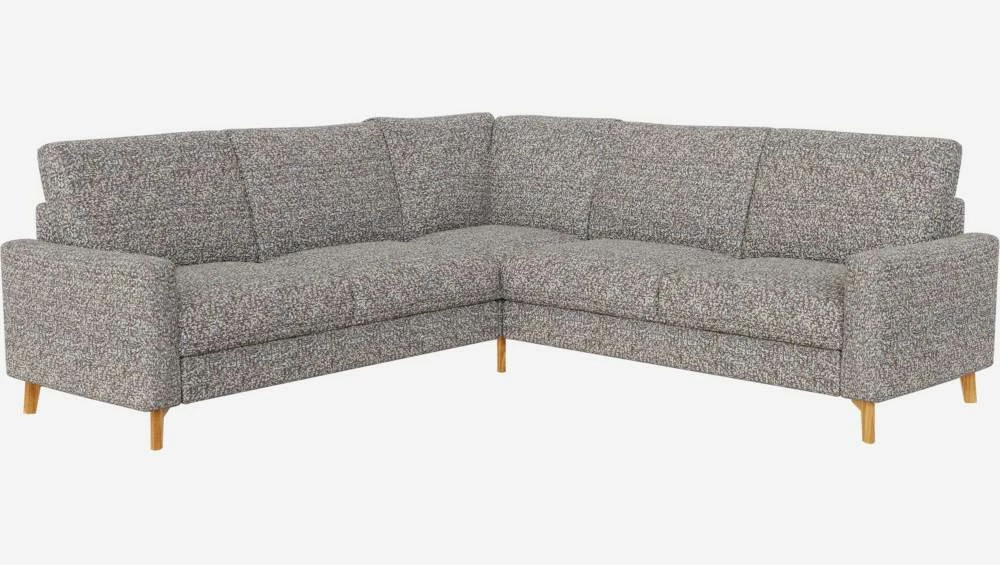 Habitat Canapé D'angle 2 X 2 En Tissu Venezia - Bleu Zingué - Accoudoirs Fins - Pieds En équerre En Chêne Huilé - Confort Medium 3 Habitat Canapé D'angle 2 X 2 En Tissu Venezia - Bleu Zingué - Accoudoirs Fins - Pieds En équerre En Chêne Huilé - Confort Medium – Image 3