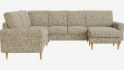 Habitat Canapé D'angle 2 X 2 En Tissu Venezia - Vert Lichen - Accoudoirs Droits - Pieds Droits En Frêne Teinté - Confort Ferme -meubles boutique 020 canape 2x2 places angle pg5 10276339 2