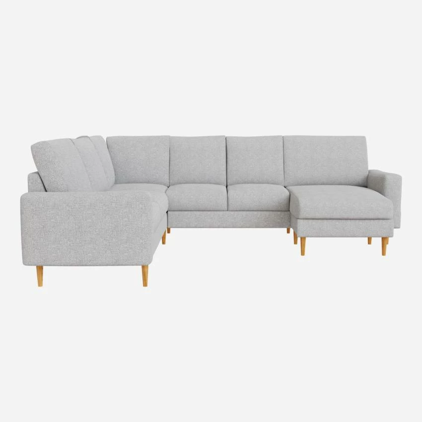 Habitat Canapé Panoramique 2 X 2 + Méridienne Gauche En Tissu Melina - Gris Asphalte - Accoudoirs Fins - Pieds Droits En Chêne Huilé - Confort Ferme 3 Habitat Canapé Panoramique 2 X 2 + Méridienne Gauche En Tissu Melina - Gris Asphalte - Accoudoirs Fins - Pieds Droits En Chêne Huilé - Confort Ferme – Image 3