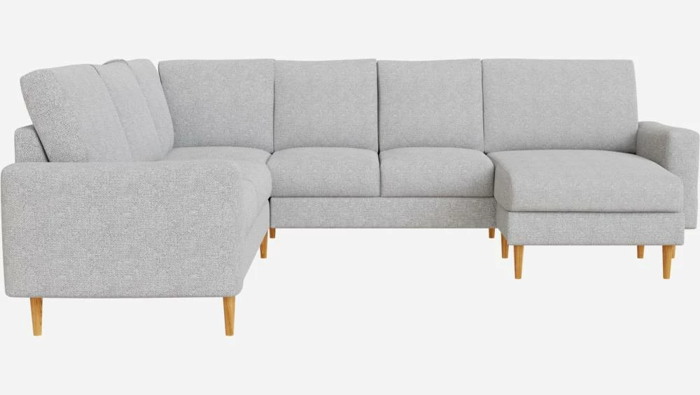 Habitat Canapé Panoramique 2 X 2 + Méridienne Gauche En Tissu Melina - Gris Asphalte - Accoudoirs Fins - Pieds Droits En Chêne Huilé - Confort Ferme 5 Habitat Canapé Panoramique 2 X 2 + Méridienne Gauche En Tissu Melina - Gris Asphalte - Accoudoirs Fins - Pieds Droits En Chêne Huilé - Confort Ferme – Image 5