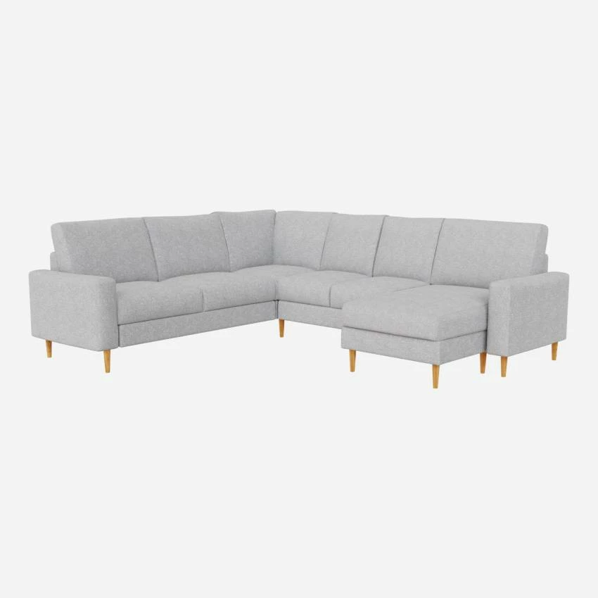 Habitat Canapé Panoramique 2 X 2 + Méridienne Gauche En Tissu Melina - Gris Asphalte - Accoudoirs Fins - Pieds Droits En Chêne Huilé - Confort Ferme 4 Habitat Canapé Panoramique 2 X 2 + Méridienne Gauche En Tissu Melina - Gris Asphalte - Accoudoirs Fins - Pieds Droits En Chêne Huilé - Confort Ferme – Image 4