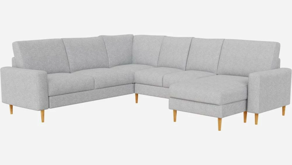 Habitat Canapé Panoramique 2 X 2 + Méridienne Gauche En Tissu Melina - Gris Asphalte - Accoudoirs Fins - Pieds Droits En Chêne Huilé - Confort Ferme 6 Habitat Canapé Panoramique 2 X 2 + Méridienne Gauche En Tissu Melina - Gris Asphalte - Accoudoirs Fins - Pieds Droits En Chêne Huilé - Confort Ferme – Image 6