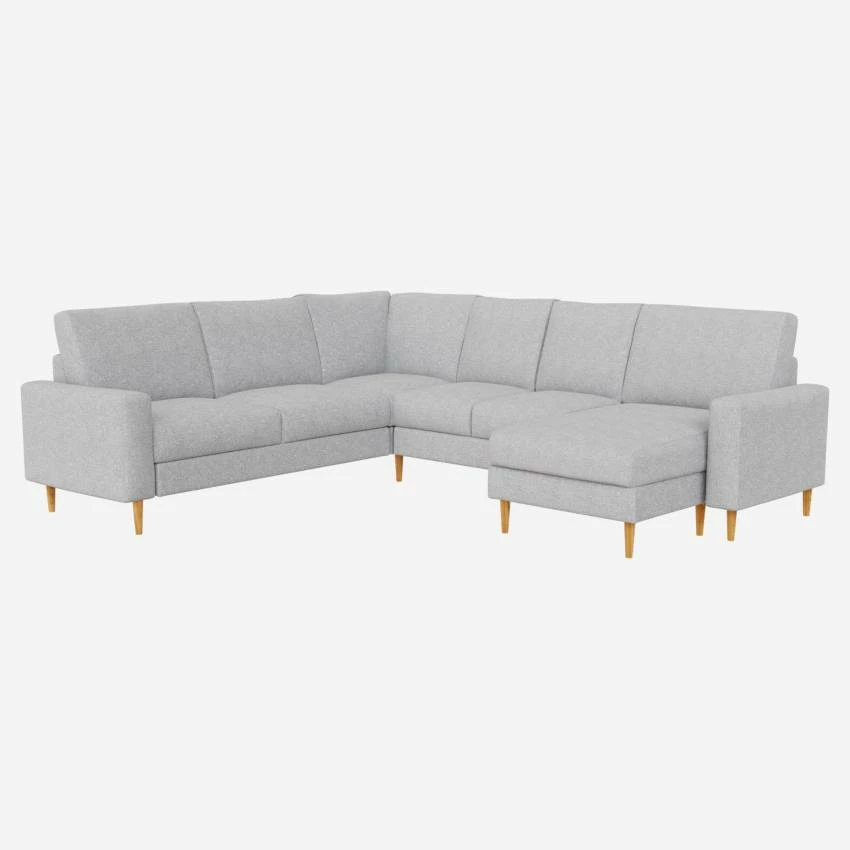 Habitat Canapé Panoramique 2 X 2 + Méridienne Gauche En Tissu Melina - Gris Asphalte - Accoudoirs Fins - Pieds Droits En Chêne Huilé - Confort Ferme 2 Habitat Canapé Panoramique 2 X 2 + Méridienne Gauche En Tissu Melina - Gris Asphalte - Accoudoirs Fins - Pieds Droits En Chêne Huilé - Confort Ferme – Image 2