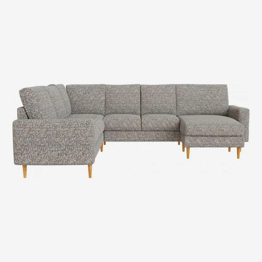 Habitat Canapé Panoramique 2 X 2 + Méridienne Gauche En Tissu Venezia - Bleu Zingué - Accoudoirs Droits - Pieds Droits En Chêne Huilé - Confort Medium 4 Habitat Canapé Panoramique 2 X 2 + Méridienne Gauche En Tissu Venezia - Bleu Zingué - Accoudoirs Droits - Pieds Droits En Chêne Huilé - Confort Medium – Image 4