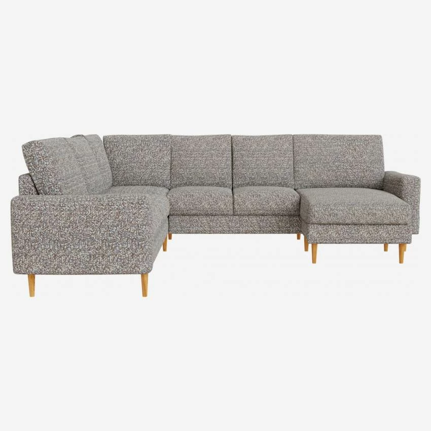 Habitat Canapé Panoramique 2 X 2 + Méridienne Gauche En Tissu Venezia - Bleu Zingué - Accoudoirs Droits - Pieds Droits En Chêne Huilé - Confort Medium 2 Habitat Canapé Panoramique 2 X 2 + Méridienne Gauche En Tissu Venezia - Bleu Zingué - Accoudoirs Droits - Pieds Droits En Chêne Huilé - Confort Medium – Image 2