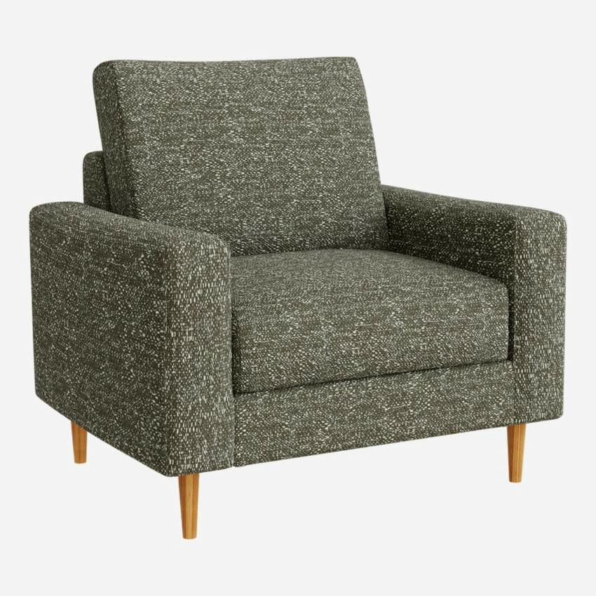 Habitat Fauteuil En Tissu Lucca - Vert Mousse - Accoudoirs Droits - Pieds En équerre En Chêne Huilé - Confort Ferme 4 Habitat Fauteuil En Tissu Lucca - Vert Mousse - Accoudoirs Droits - Pieds En équerre En Chêne Huilé - Confort Ferme – Image 4
