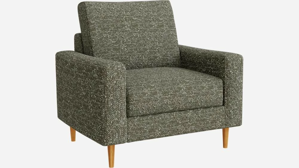 Habitat Fauteuil En Tissu Lucca - Vert Mousse - Accoudoirs Droits - Pieds En équerre En Chêne Huilé - Confort Ferme 6 Habitat Fauteuil En Tissu Lucca - Vert Mousse - Accoudoirs Droits - Pieds En équerre En Chêne Huilé - Confort Ferme – Image 6