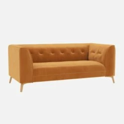 Habitat Canapé Droit 2 Places En Velours - Jaune Moutarde 10 Habitat Canapé Droit 2 Places En Velours - Jaune Moutarde -meubles boutique 2 sitzer sofa mit samtbezug senfgelb 13360395 1