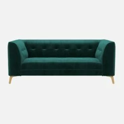 Habitat Canapé Droit 2 Places En Velours - Vert émeraude -meubles boutique 2 sitzer sofa mit samtbezug smaragdgruen 13360403 1