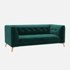 Habitat Canapé Droit 2 Places En Velours - Vert émeraude -meubles boutique 2 sitzer sofa mit samtbezug smaragdgruen 13360407 1
