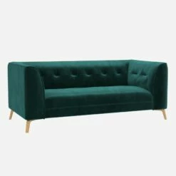 Habitat Canapé Droit 2 Places En Velours - Vert émeraude -meubles boutique 2 sitzer sofa mit samtbezug smaragdgruen 13360407