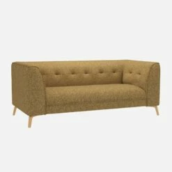 Habitat Canapé Droit 2 Places En Tissu Venezia - Jaune épice -meubles boutique 2 sitzer sofa mit venezia stoffbezug gewuerzgelb 13360203 1
