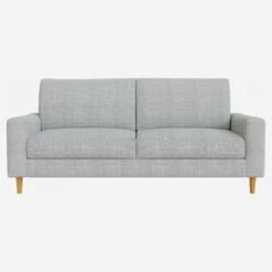 Habitat Canapé 3 Places / 2 Coussins En Tissu Melina - Gris Asphalte - Accoudoirs Fins - Pieds Droits En Chêne Huilé - Confort Medium