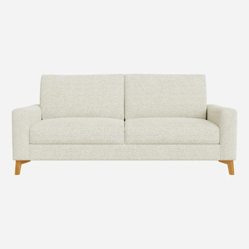 Habitat Canapé 3 Places / 2 Coussins En Tissu Venezia - Blanc Craie - Accoudoirs Fins - Pieds En équerre En Frêne Teinté - Confort Medium 3 Habitat Canapé 3 Places / 2 Coussins En Tissu Venezia - Blanc Craie - Accoudoirs Fins - Pieds En équerre En Frêne Teinté - Confort Medium – Image 3