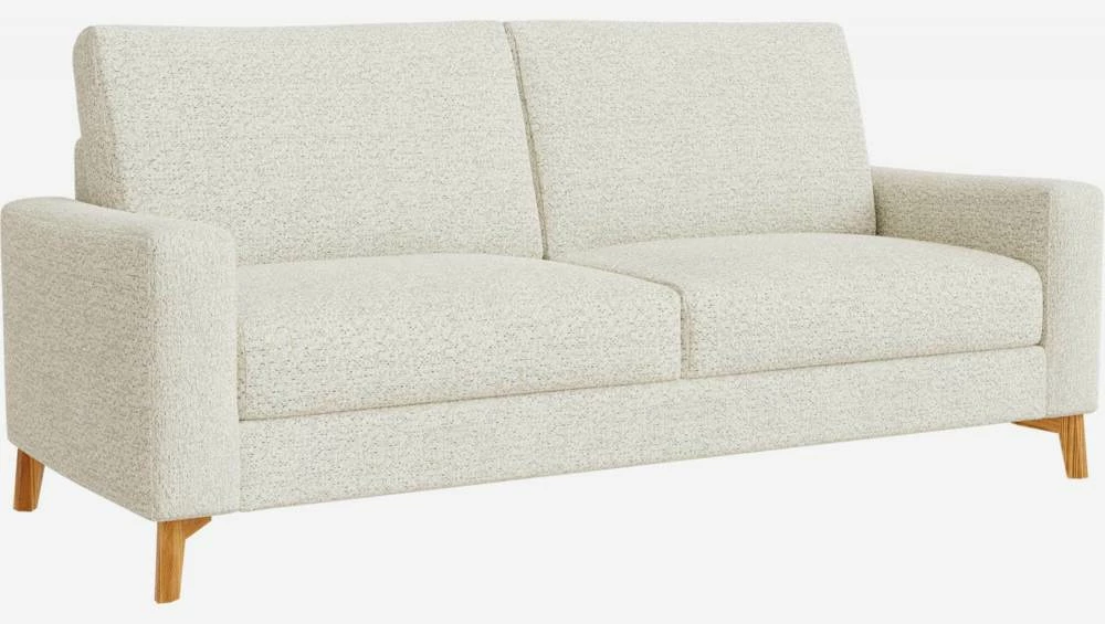 Habitat Canapé 3 Places / 2 Coussins En Tissu Venezia - Blanc Craie - Accoudoirs Fins - Pieds En équerre En Frêne Teinté - Confort Medium 6 Habitat Canapé 3 Places / 2 Coussins En Tissu Venezia - Blanc Craie - Accoudoirs Fins - Pieds En équerre En Frêne Teinté - Confort Medium – Image 6