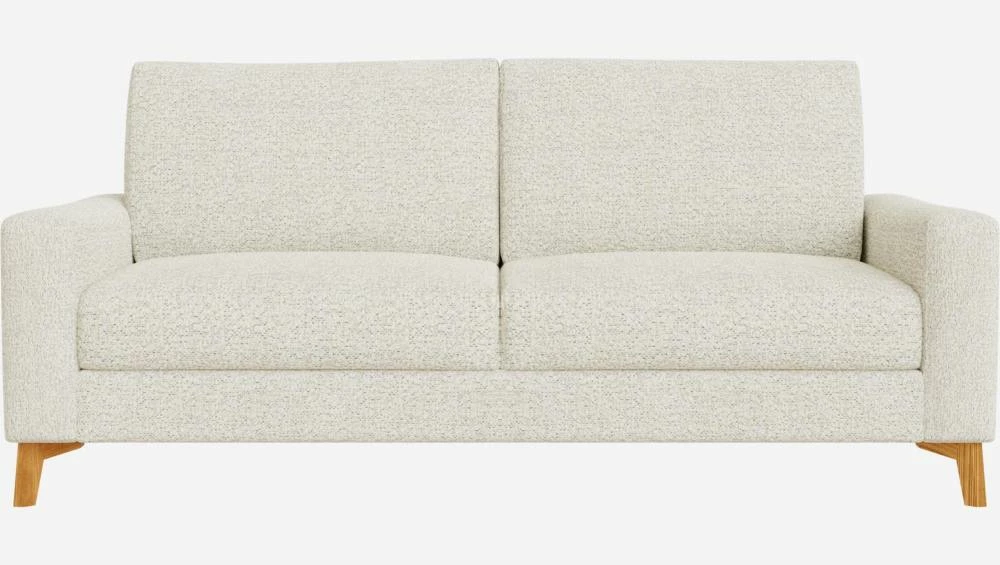 Habitat Canapé 3 Places / 2 Coussins En Tissu Venezia - Blanc Craie - Accoudoirs Fins - Pieds En équerre En Chêne Huilé - Confort Medium 5 Habitat Canapé 3 Places / 2 Coussins En Tissu Venezia - Blanc Craie - Accoudoirs Fins - Pieds En équerre En Chêne Huilé - Confort Medium – Image 5