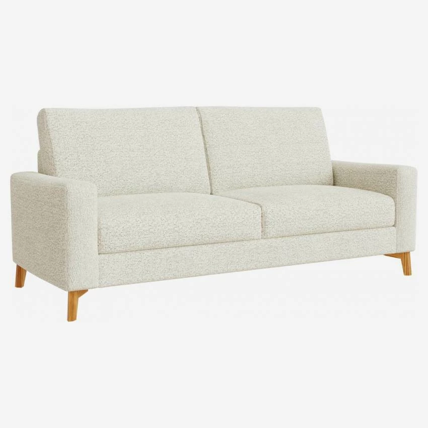 Habitat Canapé 3 Places / 2 Coussins En Tissu Venezia - Blanc Craie - Accoudoirs Fins - Pieds En équerre En Chêne Huilé - Confort Medium 2 Habitat Canapé 3 Places / 2 Coussins En Tissu Venezia - Blanc Craie - Accoudoirs Fins - Pieds En équerre En Chêne Huilé - Confort Medium – Image 2