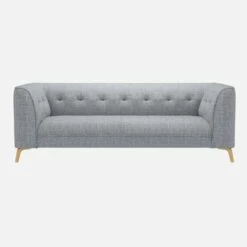 Habitat Canapé Droit 3 Places En Tissu Melina - Gris Asphalte