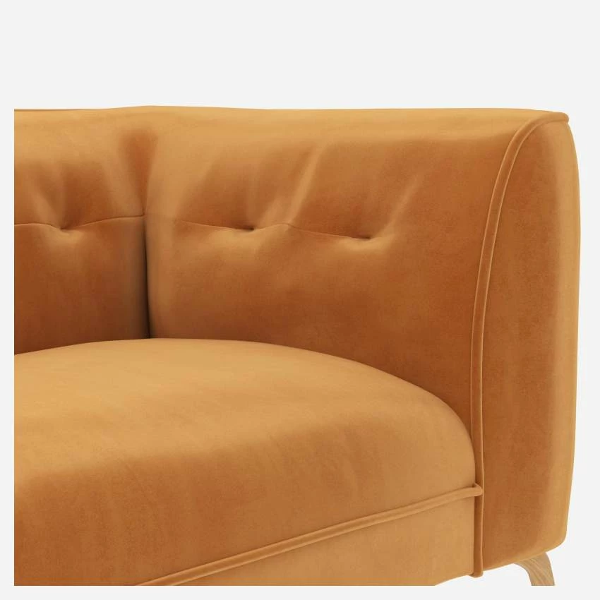 Habitat Canapé Droit 3 Places En Velours - Jaune Moutarde 4 Habitat Canapé Droit 3 Places En Velours - Jaune Moutarde – Image 4