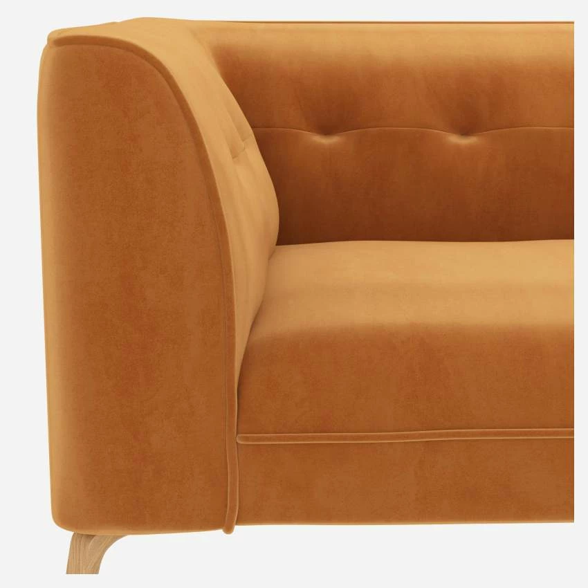 Habitat Canapé Droit 3 Places En Velours - Jaune Moutarde 5 Habitat Canapé Droit 3 Places En Velours - Jaune Moutarde – Image 5