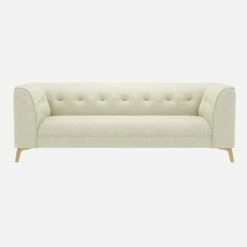 Habitat Canapé Droit 3 Places En Tissu Venezia - Blanc Craie