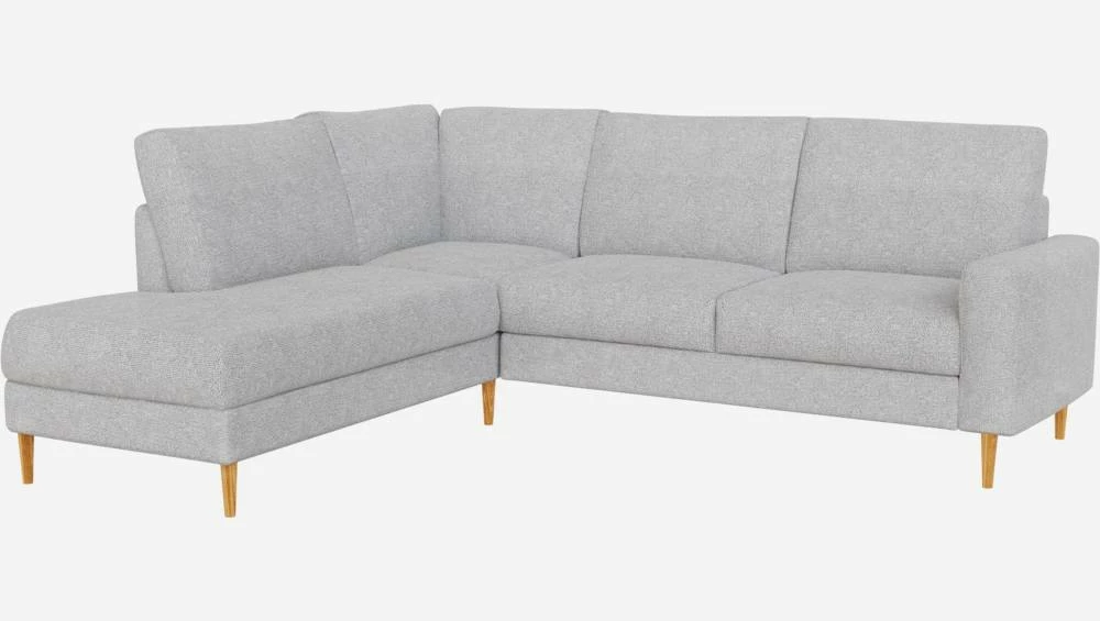 Habitat Canapé D'angle 2 Places Avec Chauffeuse Gauche En Tissu Melina - Gris Asphalte - Accoudoirs Droits - Pieds Droits En Chêne Huilé - Confort Ferme 6 Habitat Canapé D'angle 2 Places Avec Chauffeuse Gauche En Tissu Melina - Gris Asphalte - Accoudoirs Droits - Pieds Droits En Chêne Huilé - Confort Ferme – Image 6