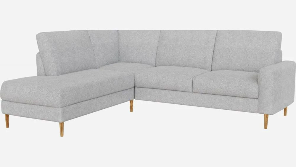 Habitat Canapé D'angle 2 Places Avec Chauffeuse Gauche En Tissu Melina - Gris Asphalte - Accoudoirs Fins - Pieds Droits En Chêne Huilé - Confort Ferme 6 Habitat Canapé D'angle 2 Places Avec Chauffeuse Gauche En Tissu Melina - Gris Asphalte - Accoudoirs Fins - Pieds Droits En Chêne Huilé - Confort Ferme – Image 6