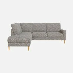 Habitat Canapé D'angle 2 Places Avec Chauffeuse Gauche En Tissu Venezia - Bleu Zingué - Accoudoirs Droits - Pieds Droits En Chêne Huilé - Confort Ferme -meubles boutique 910 canape 2 pl chauffeuse g pg5 10276295