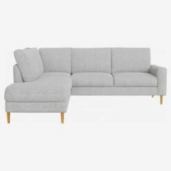 Habitat Canapé D'angle 2 Places Avec Chauffeuse Droite En Tissu Melina - Gris Asphalte - Accoudoirs Droits - Pieds Droits En Chêne Huilé - Confort Medium