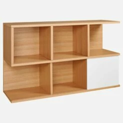 Habitat Etagère Basse En Chêne à Porte Coulissante Blanche -meubles boutique bibliotheque basse en chene a porte coulissante blanche 1097263