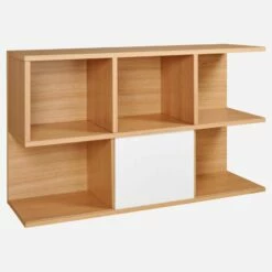 Habitat Etagère Basse En Chêne à Porte Coulissante Blanche -meubles boutique bibliotheque basse en chene a porte coulissante blanche 1328965