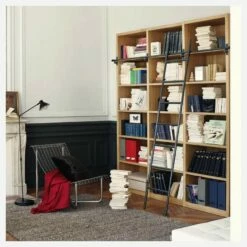 Habitat Bibliothèque En Chêne Avec Son échelle Amovible - Naturel -meubles boutique bibliotheque en chene avec son echelle amovible naturel 7535459