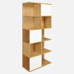 Habitat Etagère Haute En Chêne à Portes Coulissantes Blanches -meubles boutique bibliotheque haute en chene a portes coulissantes blanches 1328951