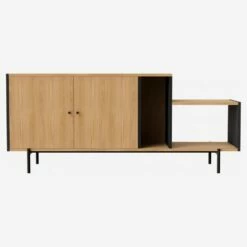 Habitat Buffet Bas En Chêne - Naturel Et Noir - Design By Adrien Carvès