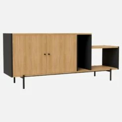 Habitat Buffet Bas En Chêne - Naturel Et Noir - Design By Adrien Carvès -meubles boutique buffet bas en chene naturel et noir design by adrien carves 1307405