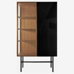 Habitat Buffet Haut Avec Vitrine En Noyer