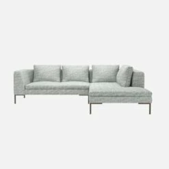 Habitat Canapé 2 Places Avec Méridienne Droite En Tissu Alba - Gris Brume