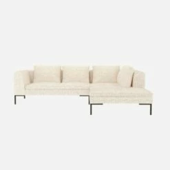 Habitat Canapé 2 Places Avec Méridienne Droite En Tissu Bormio - Blanc Albâtre