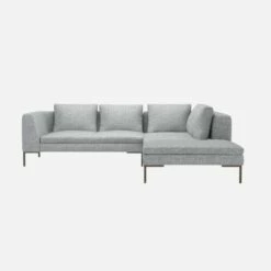 Habitat Canapé 2 Places Avec Méridienne Droite En Tissu Melina - Gris Asphalte