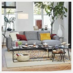 Habitat Canapé 2 Places Avec Méridienne Droite En Tissu Venezia - Bleu Zingué - Accoudoirs Droits - Pieds Droits En Chêne Huilé - Confort Medium -meubles boutique canape 2 places avec meridienne droite en tissu venezia bleu zingue acccoudoirs droits pieds droits en chene huile confort medium 11235551