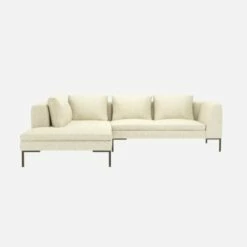 Habitat Canapé 2 Places Avec Méridienne Gauche En Tissu Venezia - Blanc Craie