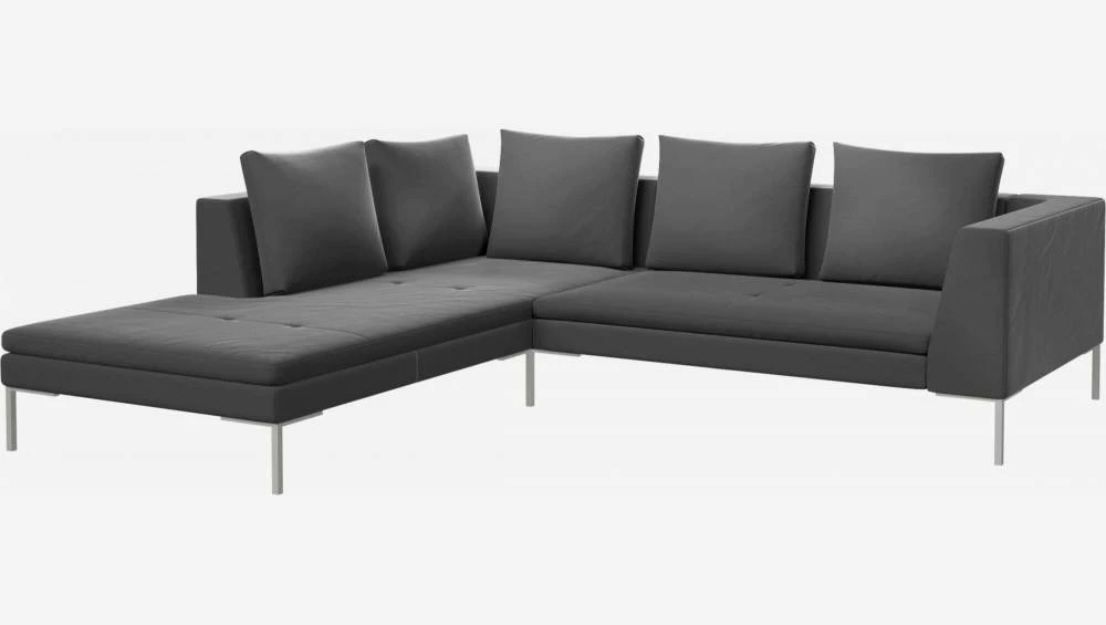 Habitat Canapé 2 Places Avec Méridienne Gauche En Velours - Gris Ardoise 3 Habitat Canapé 2 Places Avec Méridienne Gauche En Velours - Gris Ardoise – Image 3