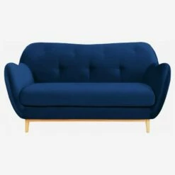 Habitat Canapé 2 Places En Velours Bleu - Design By Adrien Carvès