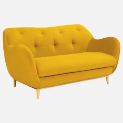 Habitat Canapé 2 Places En Velours Jaune Moutarde - Design By Adrien Carvès -meubles boutique canape 2 places en velours jaune moutarde design by adrien carves 1098435