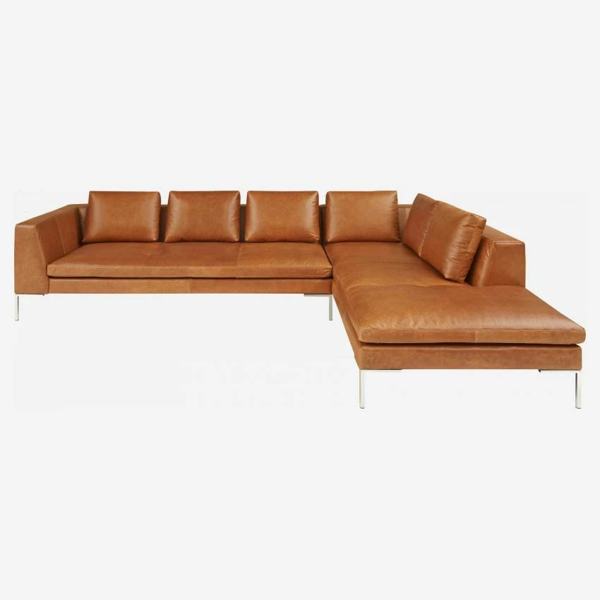 Habitat Canapé 3 Places Avec Méridienne Droite En Cuir Vintage Leather - Marron Cognac 2 Habitat Canapé 3 Places Avec Méridienne Droite En Cuir Vintage Leather - Marron Cognac – Image 2