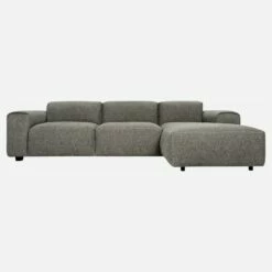 Habitat Canapé 3 Places Avec Méridienne Droite En Tissu Bellagio - Gris Nocturne